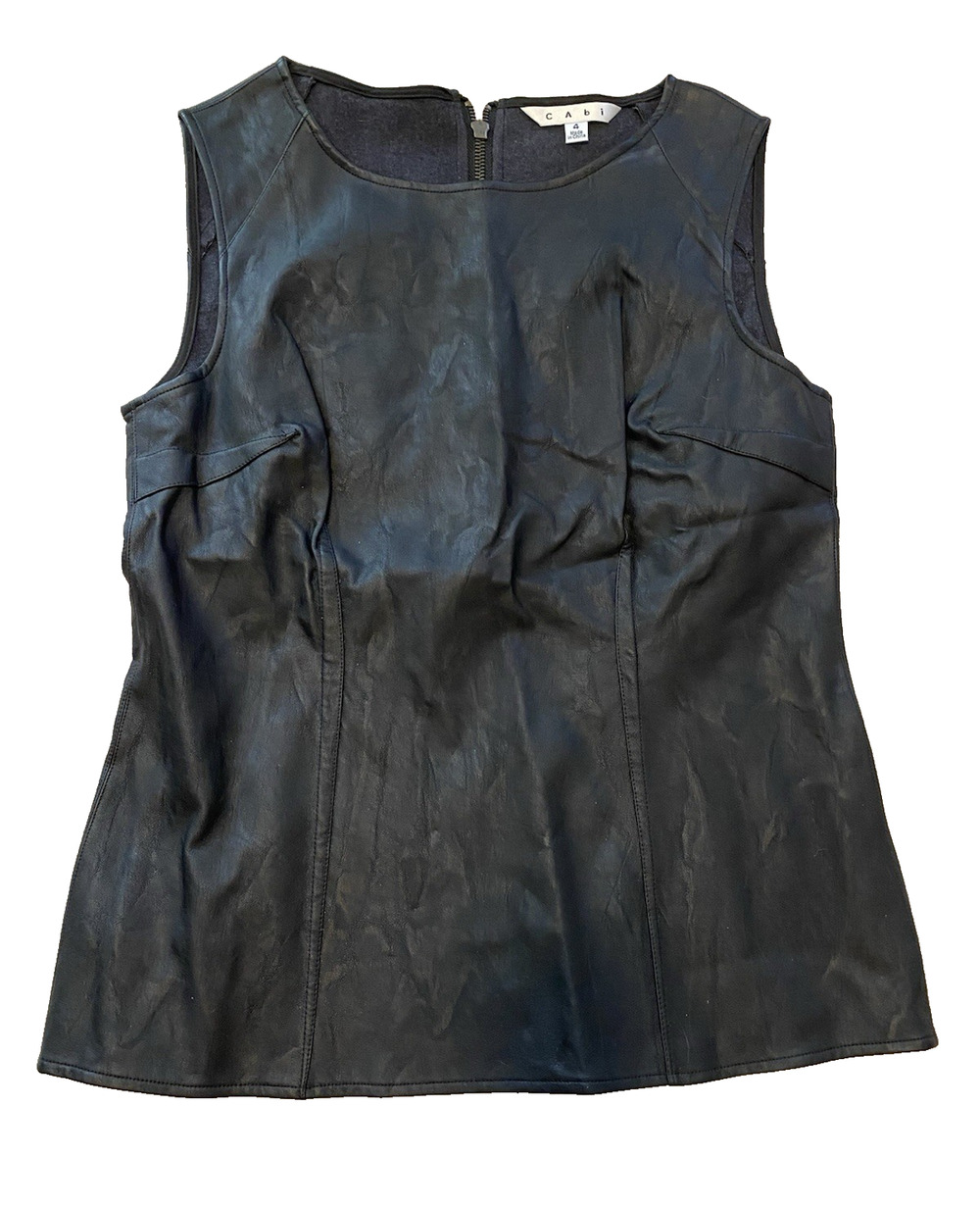 Cabi Womens Faux Leather Top Size 4 Black Biker Goth Punk Witchy Whimsigoth
